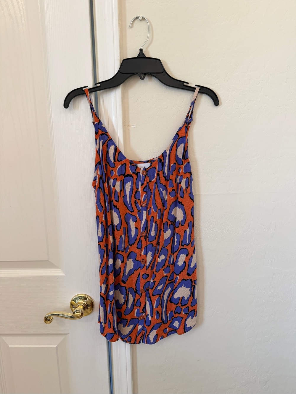 CAbi Orange & Blue  Animal Print Top. XS